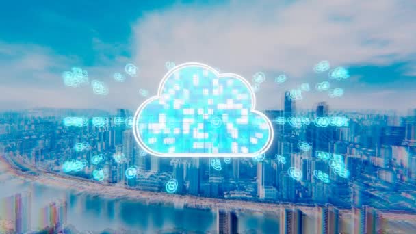 Cloud Technology Internet Technology Communication Modern Background — ストック動画