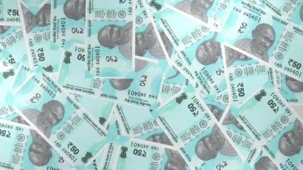 Индийских Рупий Финансовый Фон Много Банкнот Пачек Денег Концепция Бизнеса — стоковое видео