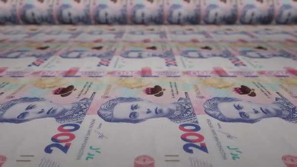 200 Ukrainian Hryvnia Bills Money Printing Machine Video Printing Cash — Stock Video