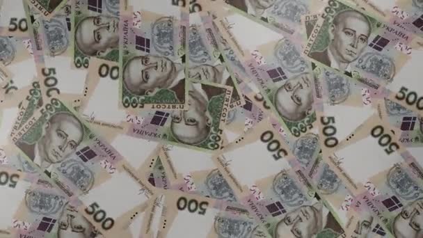 500 Тисячний Український Гривень Грошової Композиції Фінансове Походження Багато Банкнот — стокове відео
