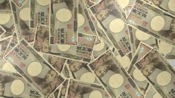10000 Японских Иен Финансовый Фон Много Банкнот Пачек Денег Концепция — стоковое видео