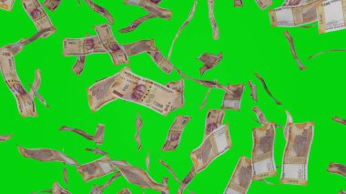 200 Hint rupisi düşüyor. Banknotlar krom anahtar arkaplanında izole edildi. İkramiye ya da piyango ödülü. İş dünyası.