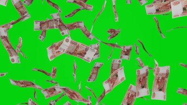 5000 Rus Rublesi düşüyor. Banknotlar krom anahtar arkaplanında izole edildi. İkramiye ya da piyango ödülü. İş dünyası.