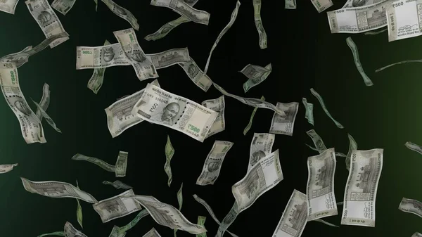500 Indiase Rupee Biljetten Vallen Naar Beneden Bankbiljetten Geldregen Jackpot — Stockfoto