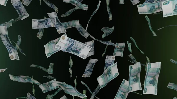 1000 Rubli Russi Cadono Banconote Pioggia Soldi Jackpot Premio Della — Foto Stock