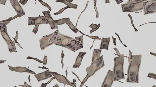 5000 Ienes Japoneses Cair Notas Isoladas Sobre Fundo Branco Jackpot — Fotografia de Stock