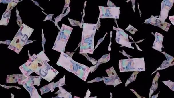 지폐들 떨어진다 우크라 200 Hryvnia Banknotes 경제적 사업적 — 비디오