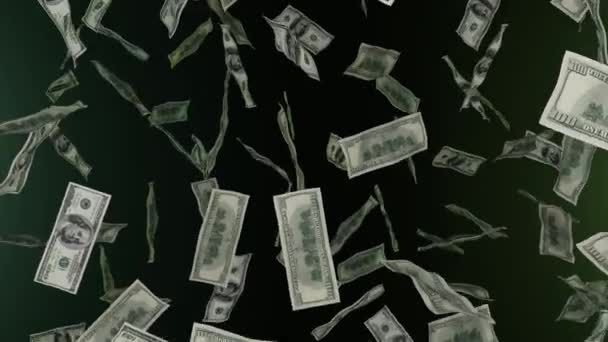100ドル札が落ちてくる 紙幣だ 金の雨だ ジャックポットや宝くじ賞 — ストック動画