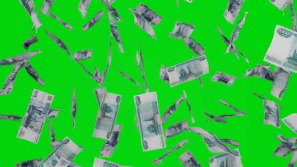 1000 Рахунків Рубля Падають Банкноти Ізольовані Фоні Хромакі Джекпот Або — стокове відео