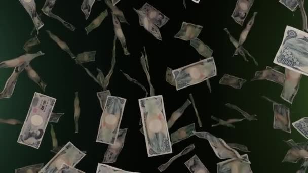 1000 Japanske Yen Regninger Falder Ned Sedler Penge Regn Jackpot – Stock-video