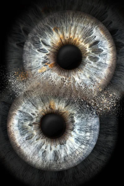 Foto Von Zwei Augen Makromodus Verschiedenen Personen Gleicher Farbe Und — Stockfoto