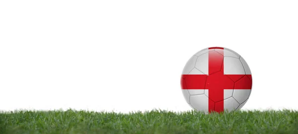 Ilustracja Piłka Nożna Flagą Anglii Trawie Przestrzeń Kopiowania Białym Tłem — Zdjęcie stockowe