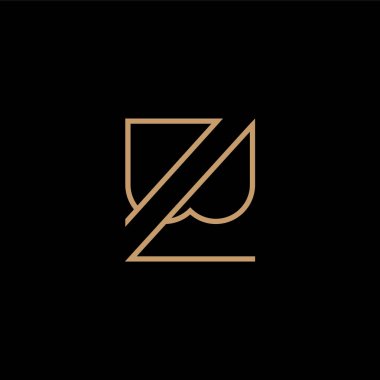 Çizgi sanatı olan B ve Z harflerinin logosu. Benzersiz ve basit bir logoda iki harfin dizayn kombinasyonu. Altın desenli. izole siyah. Modern şablon. Şirket ve grafik tasarımı için.
