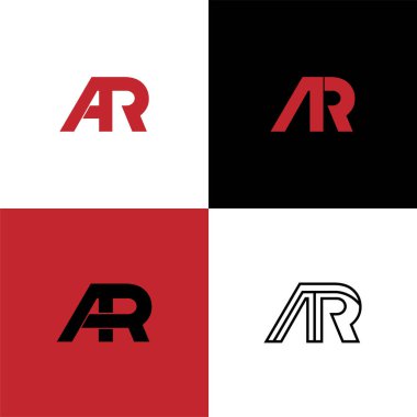 AR harfli amblem tasarımı ve farklı bir konsept. Eşsiz ve basit harf kombinasyonu tasarımı. Marka, baş harf, sembol, şirket logosu. vektör illüstrasyonu