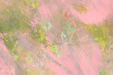 Renkli yaratıcı arkaplan: Ahşap bir palette yağlı boya kalıntıları, kısa odak, seçici bulanık