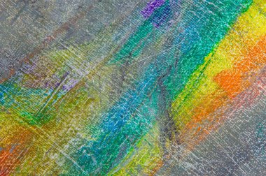 Çok renkli arka plan, tuvaldeki boyaların yıkanmasından dolayı solmuş, kısa odaklı. Sanat eseri değil, geçici etki..