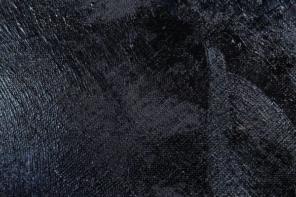 Темний Творчий Фон Грубе Лляне Полотно Нерівномірно Вкрите Чорним Ґрунтовкою — стокове фото