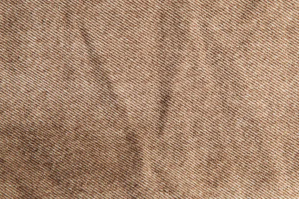 Kumaş Grunge Arka Plan Hakiki Pamuk Kot Kahverengi Buruşuk Yıpranmış — Stok fotoğraf