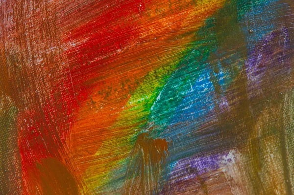 Абстрактный Радужный Многоцветный Фон Образованный Стиранием Красок Холста Короткое Фокусирование — стоковое фото