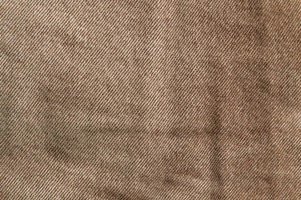 Tkaniny Grunge Pozadí Skutečné Bavlněné Denim Hnědý Vrásčitý Otřepený Zavřít — Stock fotografie