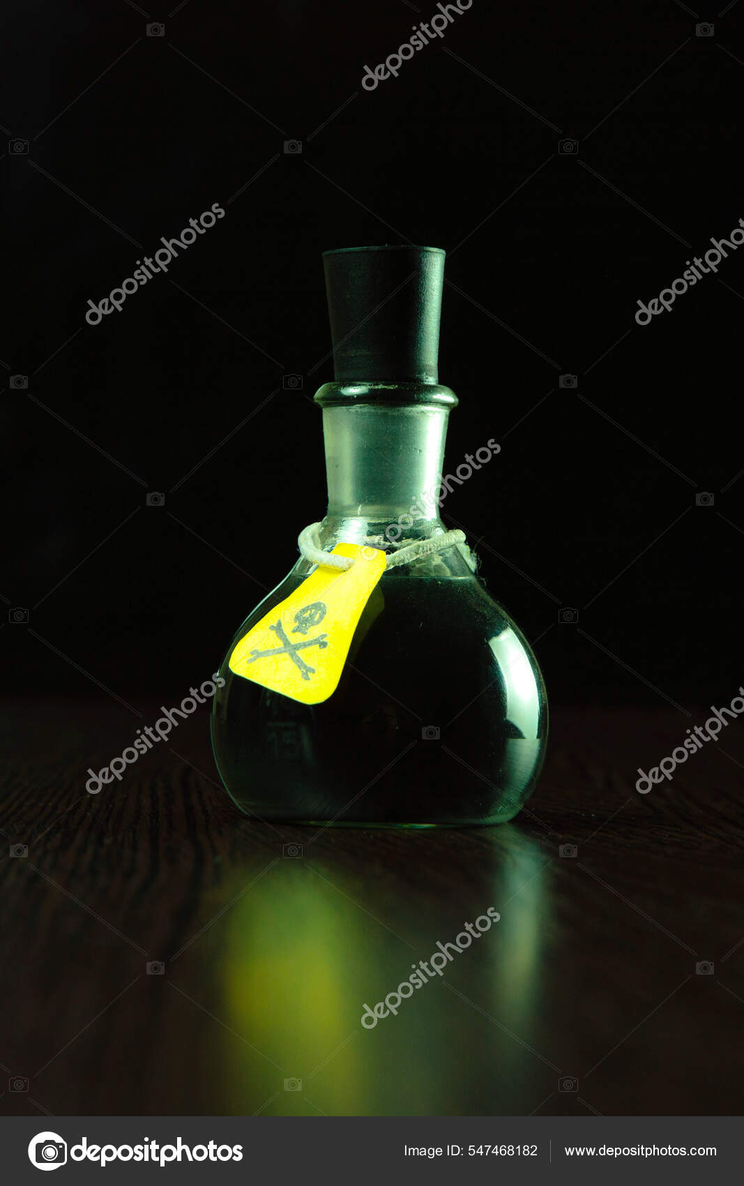 Vial Poison Hazard Warning Label Dark Background Toning Short Focus