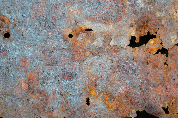 Grunge Background Rust Old Painted Metal Surface Holes Corrosion Steel — Stock Photo, Image