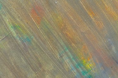 Çok renkli arka plan, tuvaldeki boyaların yıkanmasından dolayı solmuş, kısa odaklı. Sanat eseri değil, geçici etki..