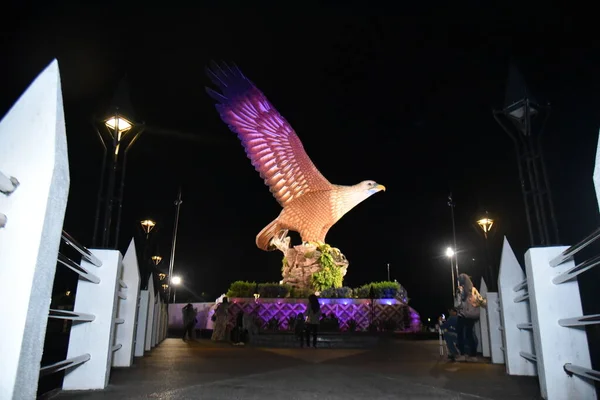 Isla Langkawi Kedah Malasia Vista Lateral Nocturna Del Monumento Águila — Foto de Stock