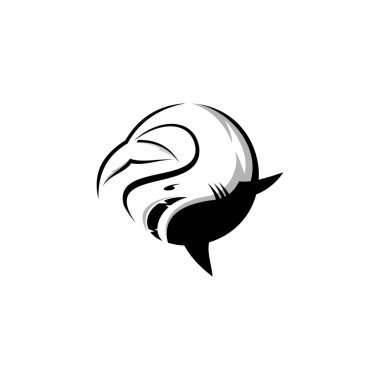 Köpekbalığı logosu illüstrasyon vektörü, basit logo