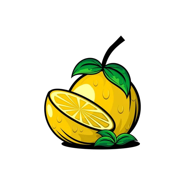 Vector Ilustración Limón Amarillo Fruta Fresca — Archivo Imágenes Vectoriales