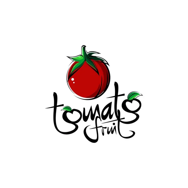 赤いトマトのロゴイラストベクトル — ストックベクタ