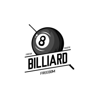 Bilardo logosu, kafe ve bar logo illüstrasyon vektörü