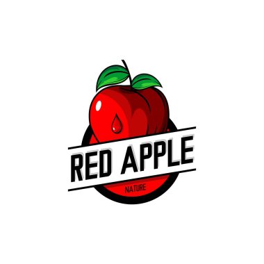 kırmızı elma logo illüstrasyon vektörü