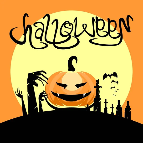 Vector Illustratie Van Halloween Schrijven Pompoen Vector — Stockvector