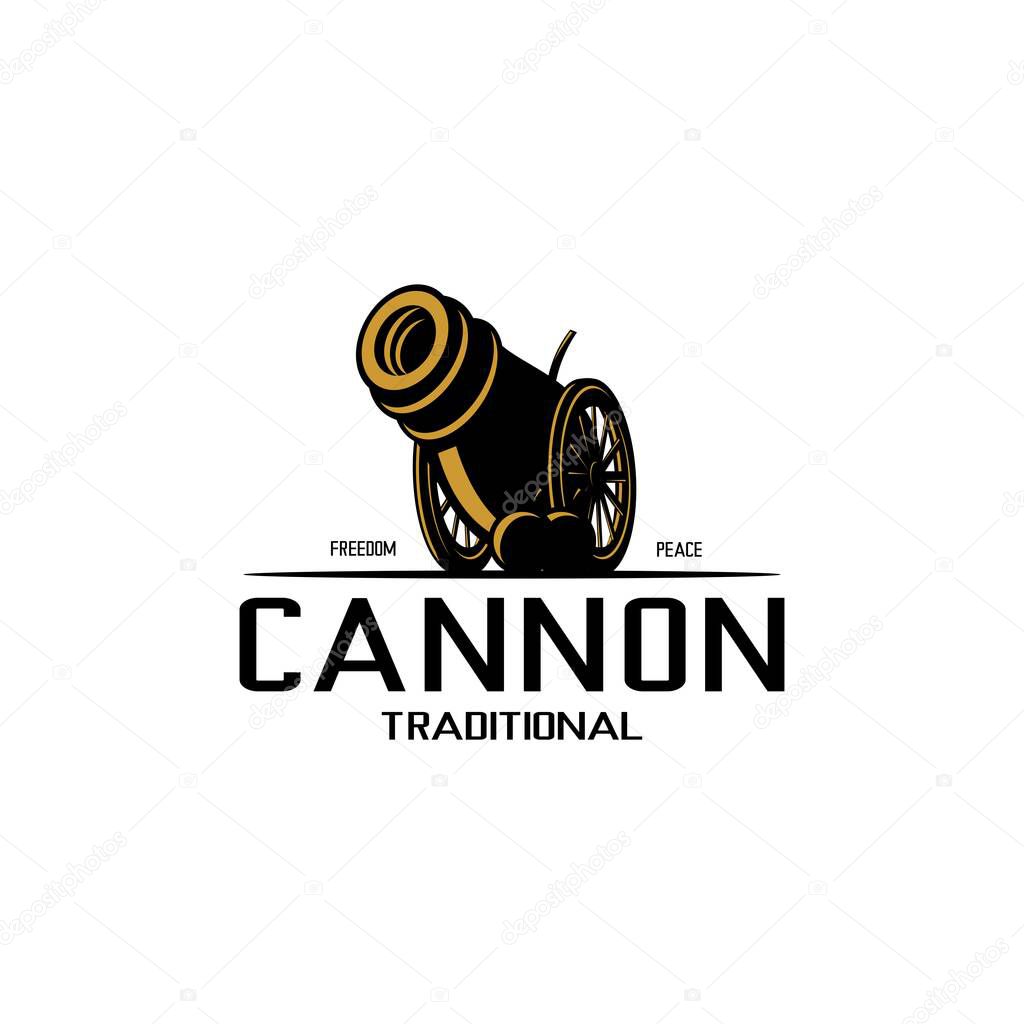 Cannon logo illustration vector, traditional gun