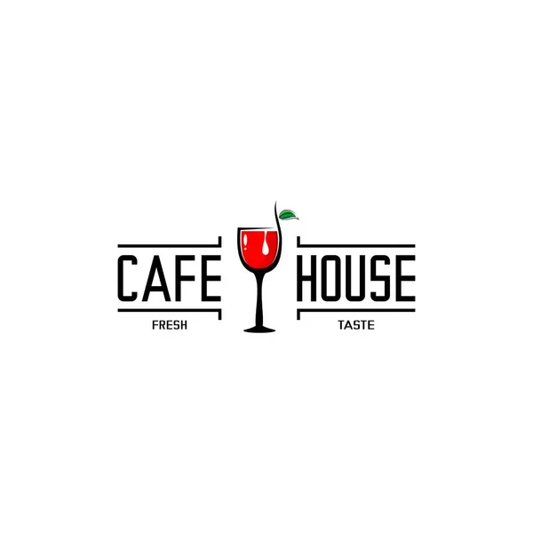 Glass Wine Vector Bar Cafe House Logo Illustration Vector — Stock Vector