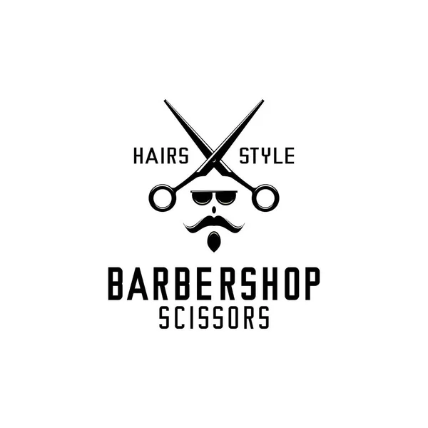 Barbershop Logo Illustration Vector Vector Scissors Pirate Vector — Stock Vector