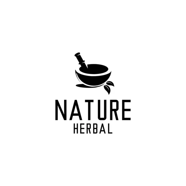 Herbal Logo Illustration Vector Leaves Bowl Vector — Stock Vector