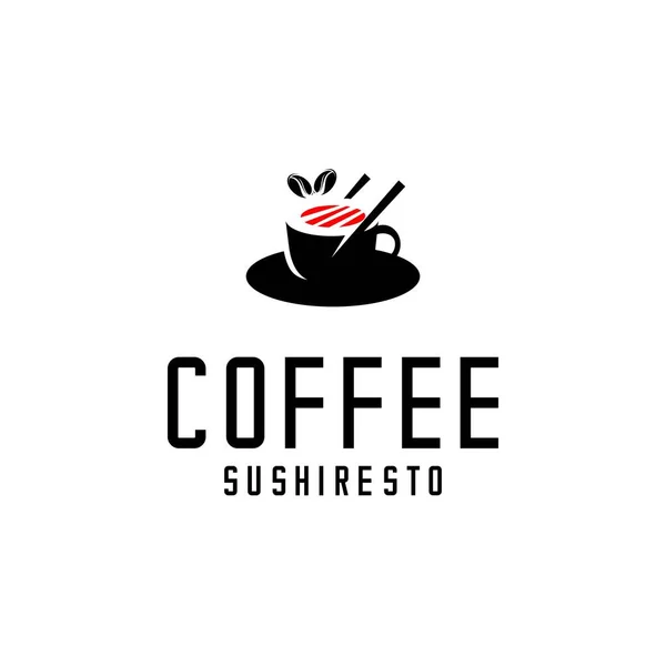 咖啡和餐馆标志 咖啡和寿司载体的矢量图解 — 图库矢量图片