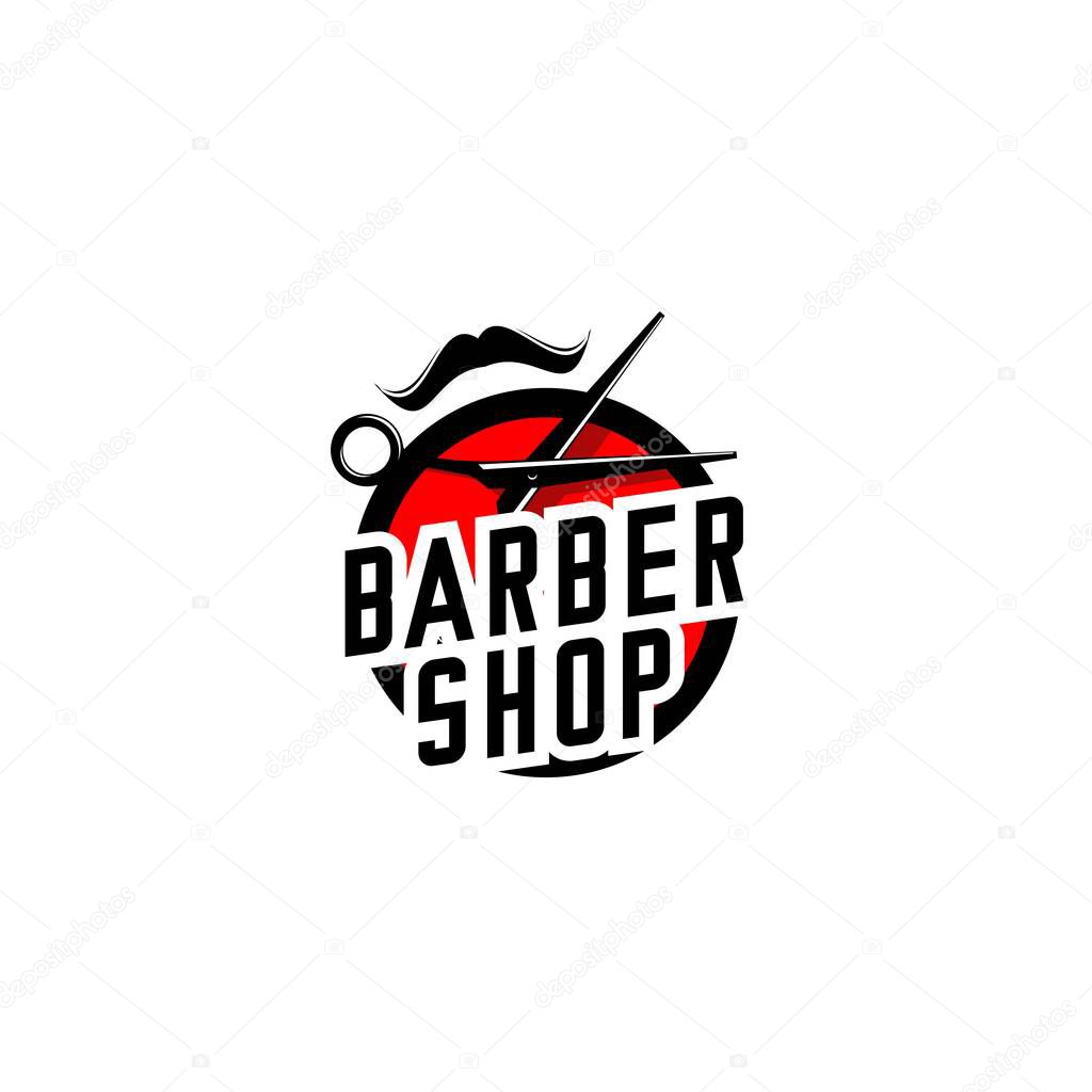 barbershop logo illustration vector, scissors vector