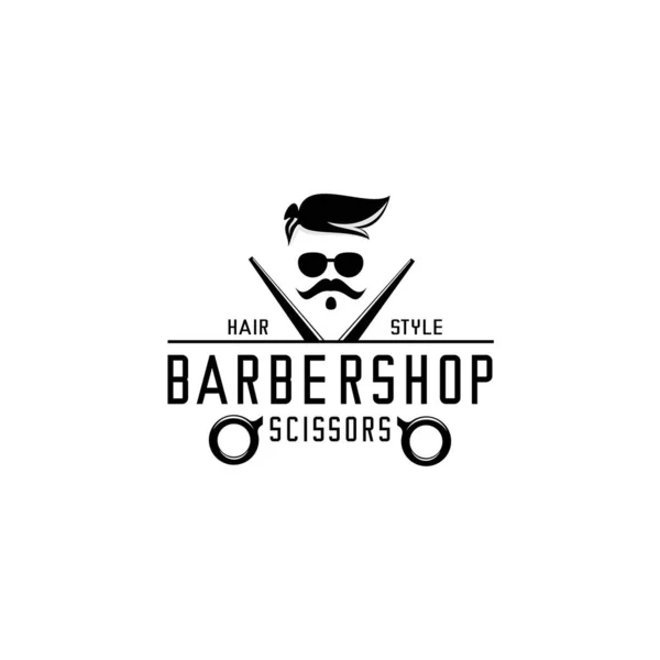 Vector Barbeshop Logo Illustration Face Scissors Vector — Stock Vector