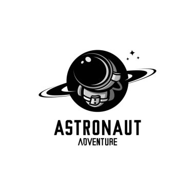 Astronot logo illüstrasyon vektörü, sevimli logo, gezegen vektörü