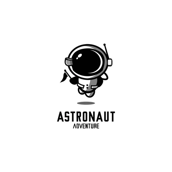 Astronauta Volador Vector Bandera Carga Astronauta Logotipo Ilustración Vector — Vector de stock