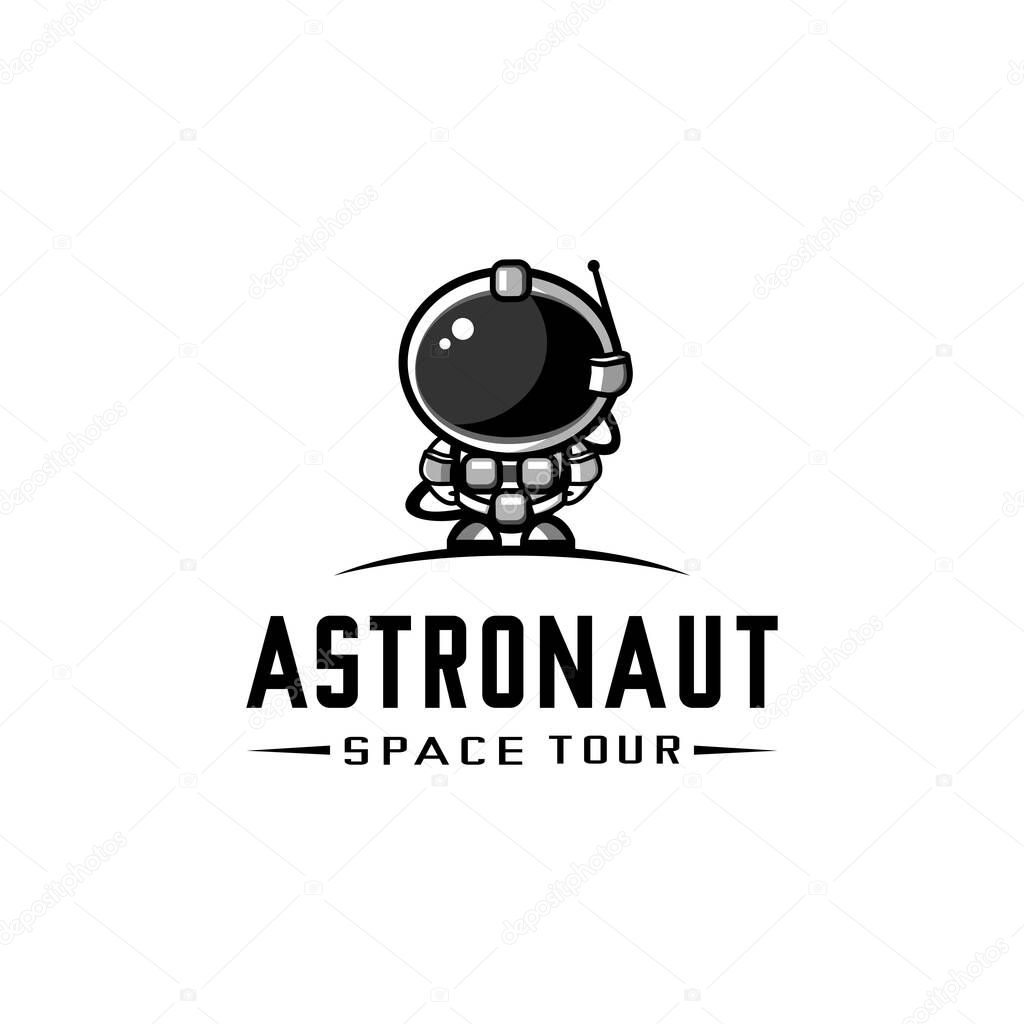 Vector astronaut standing on the surface of the planet, astronaut logo illustration vector