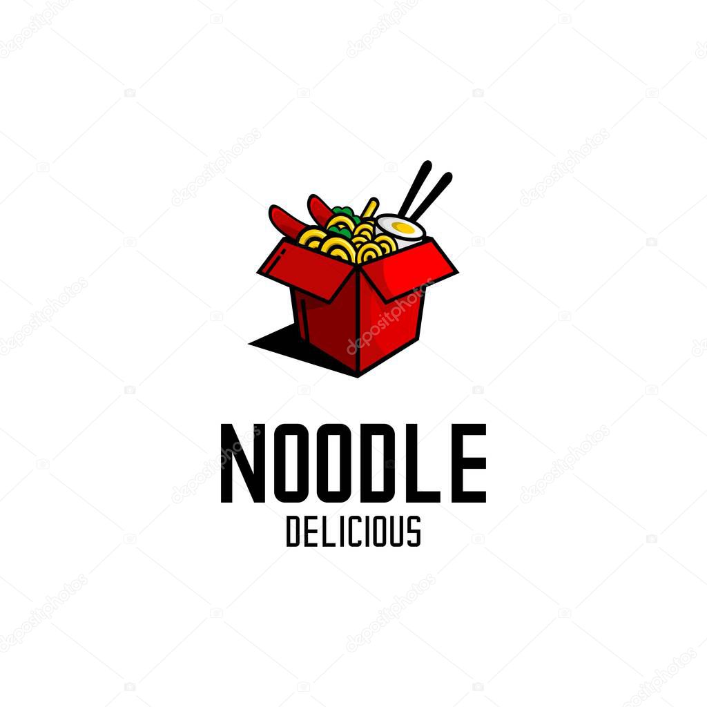 vector illustration of one box of noodles, restaurant logo