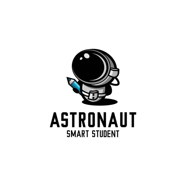 Bonito Astronauta Desenho Animado Ilustração Vetor Ícone Logotipo Impressão — Vetor de Stock