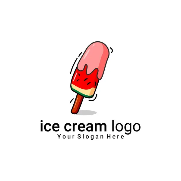 Sweet Ice Cream Logo Vector White Background — Stock Vector