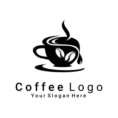 Kahve logosu vektörü, kafe logosu