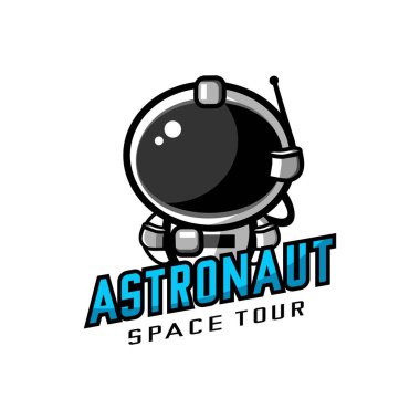 Beyaz arkaplanda astronot logo vektörü