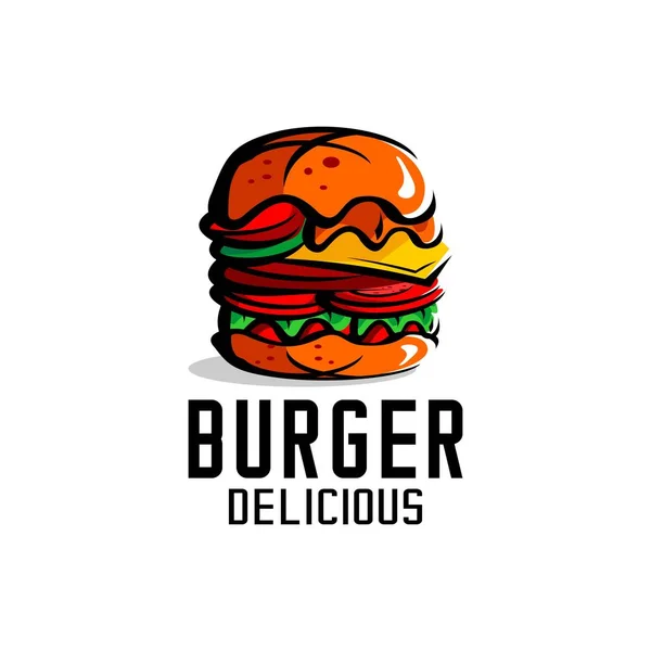 Wektor Logo Hamburgera Projekt Ilustracji Logo Restauracji Marka Etykieta Szablon — Wektor stockowy